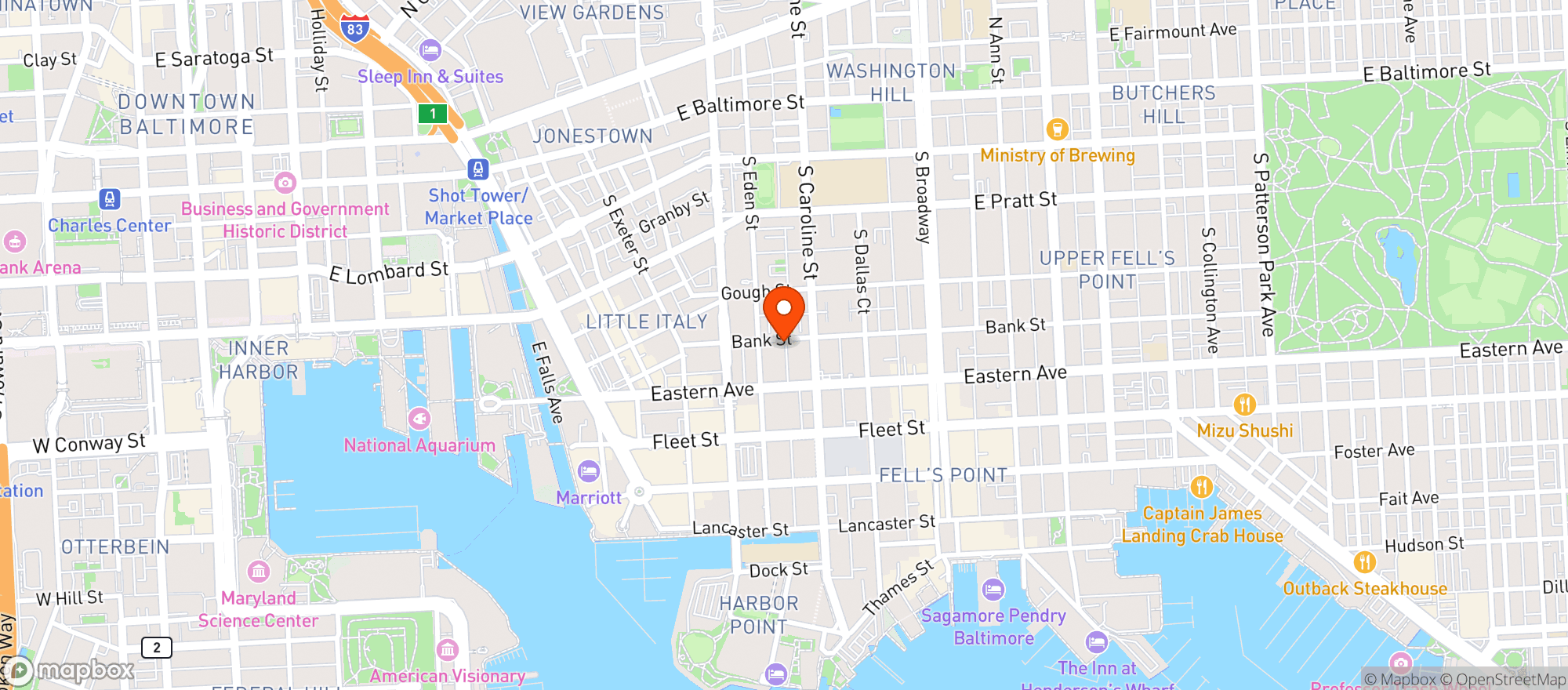Map showing Bank Street Deli