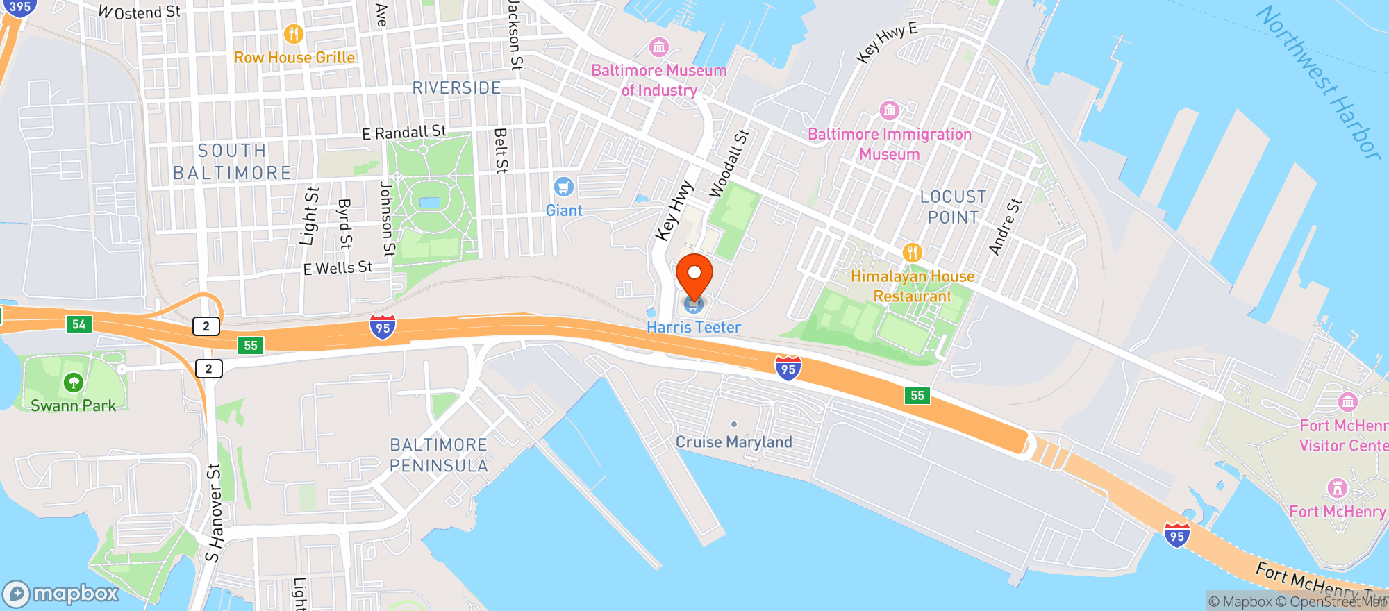 Map showing HARRIS TEETER (FEDERAL HILL)