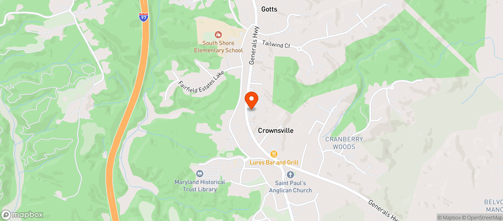 Map showing Generals Liquors