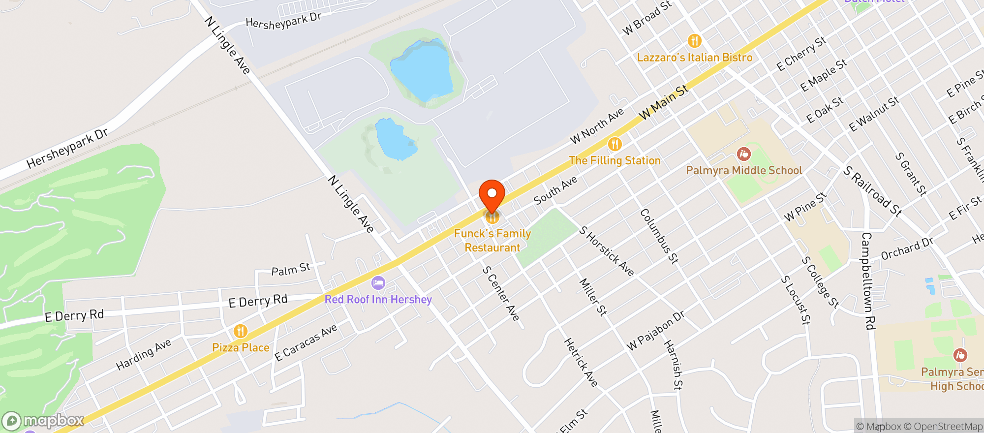 Map showing Funcks Restaurant