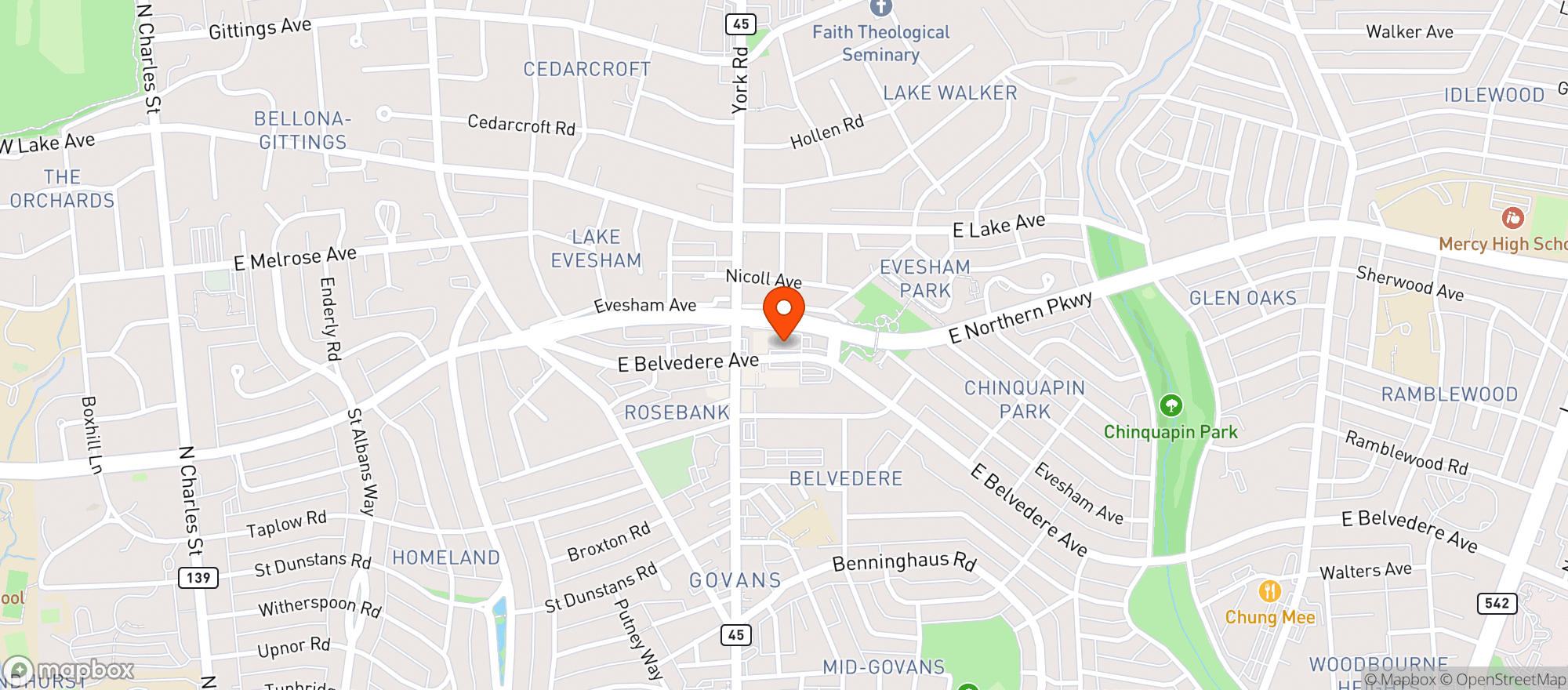Map showing Charm City Hemp