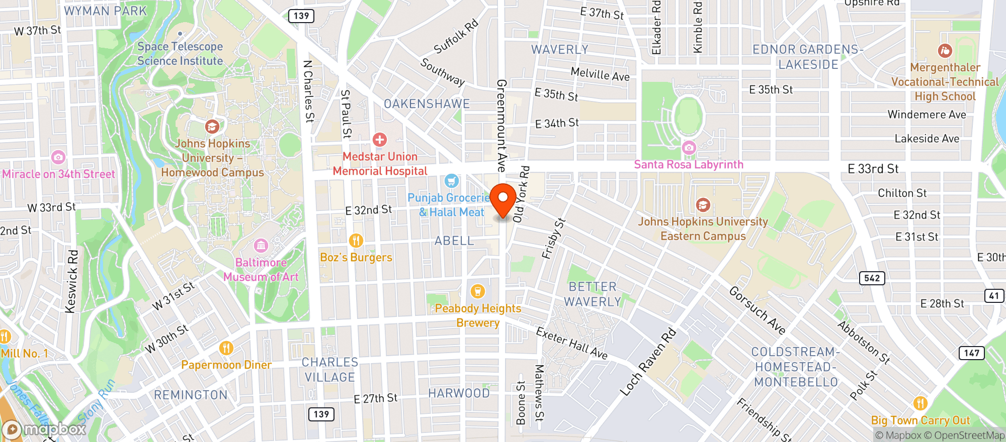 Map showing Harrys Liquors