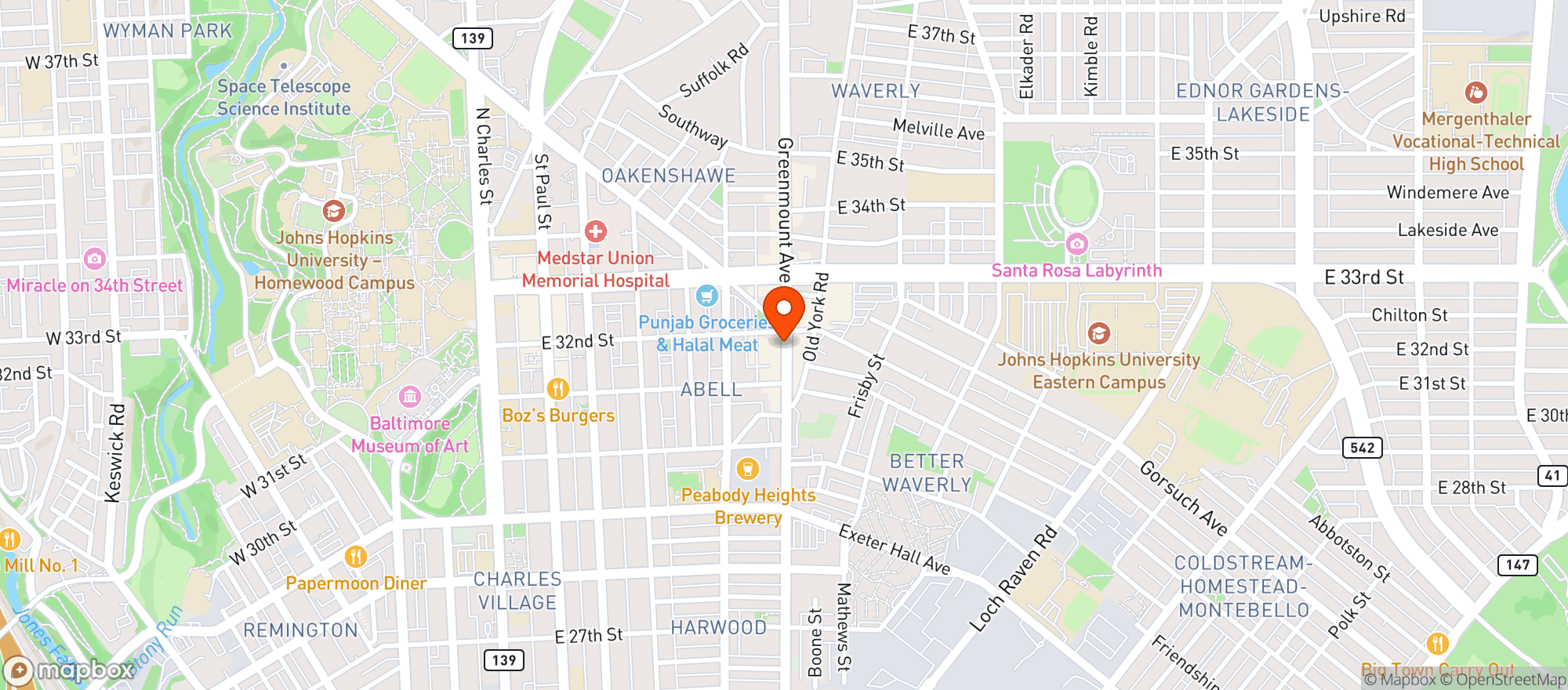 Map showing Red Emmas Bookstore Coffeehouse