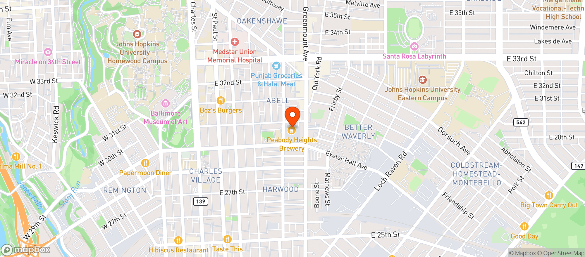 Map showing Peabody Heights Brewery