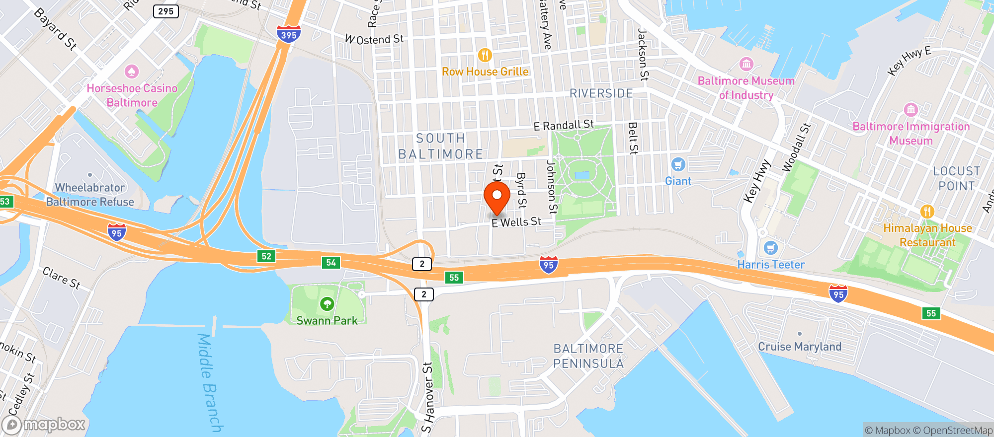Map showing Hershs Pizza & Drinks