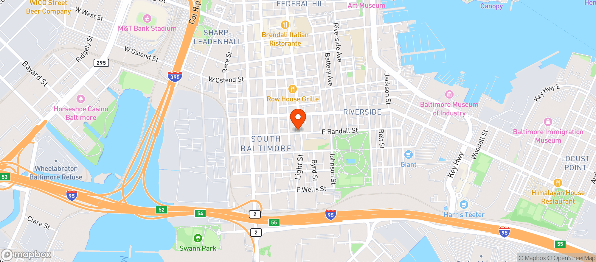 Map showing Riverside Tap House
