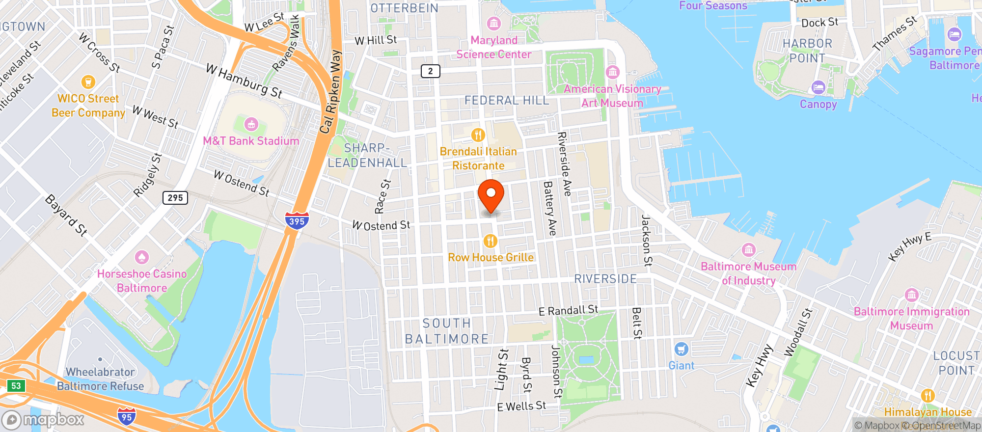 Map showing Ole Federal Hill Liquors