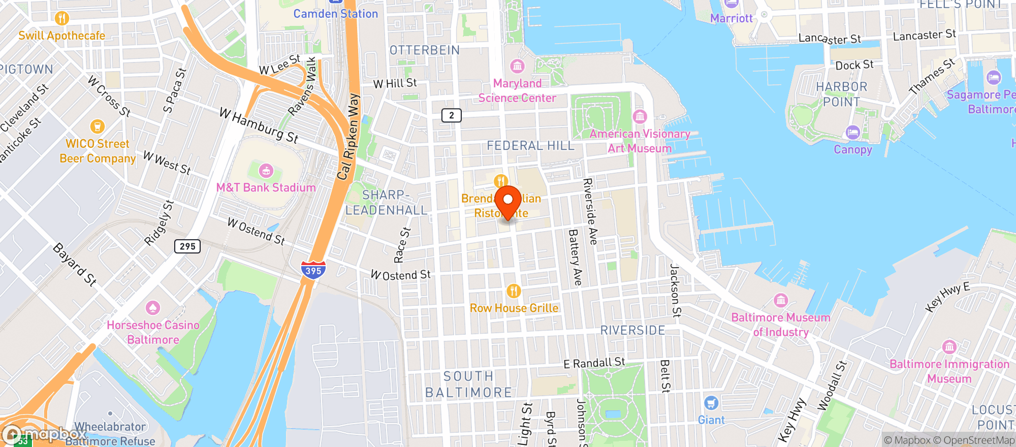 Map showing Bmore Hydro - Baltimore - Light Street