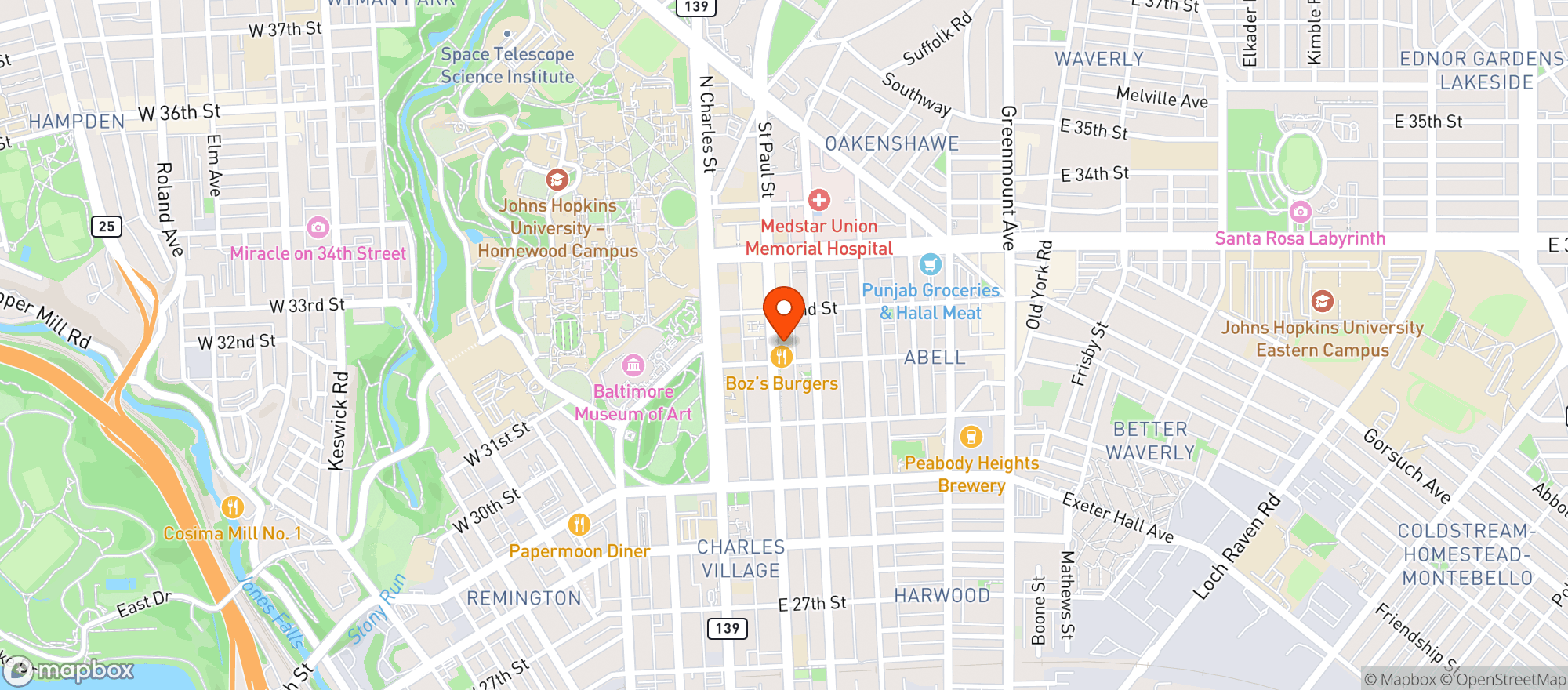 Map showing Eddies Gourmet Liquors
