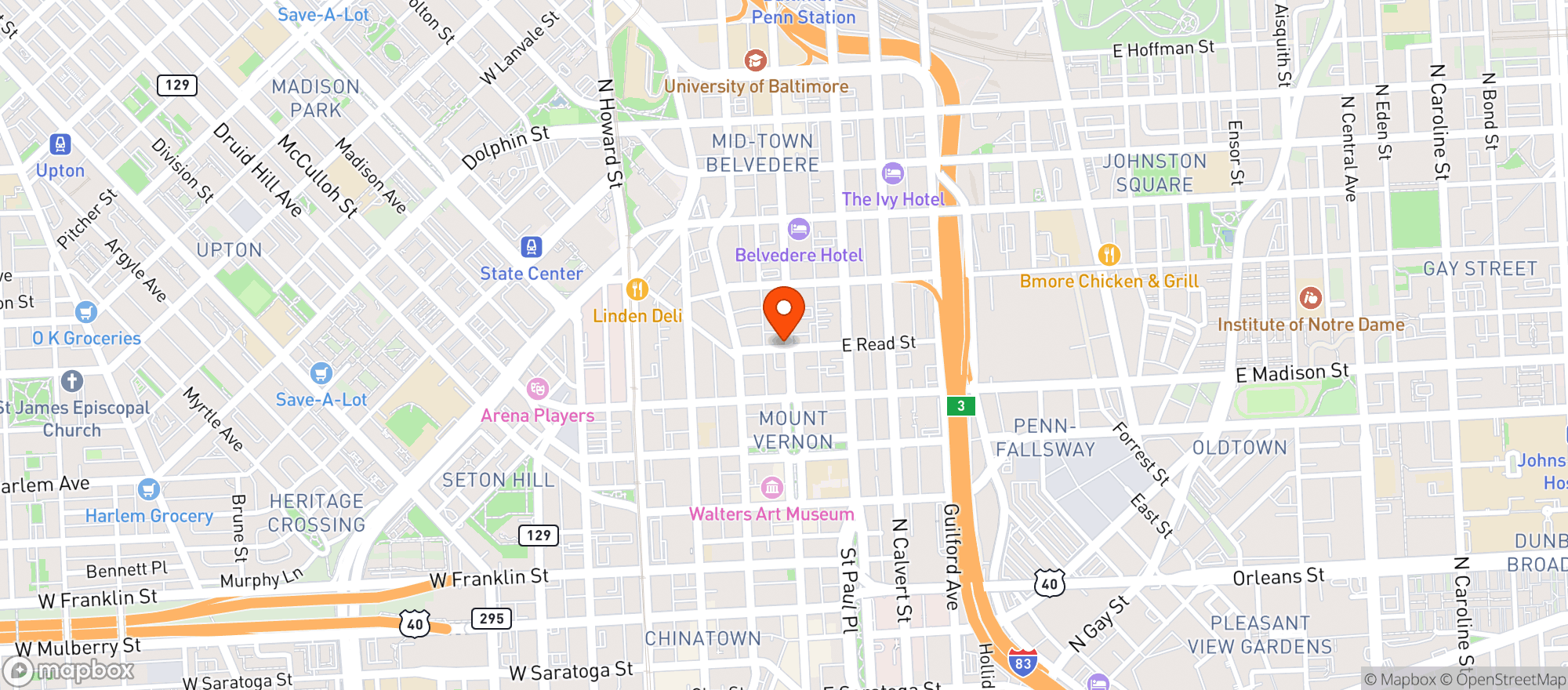 Map showing Marie Louise Bistro