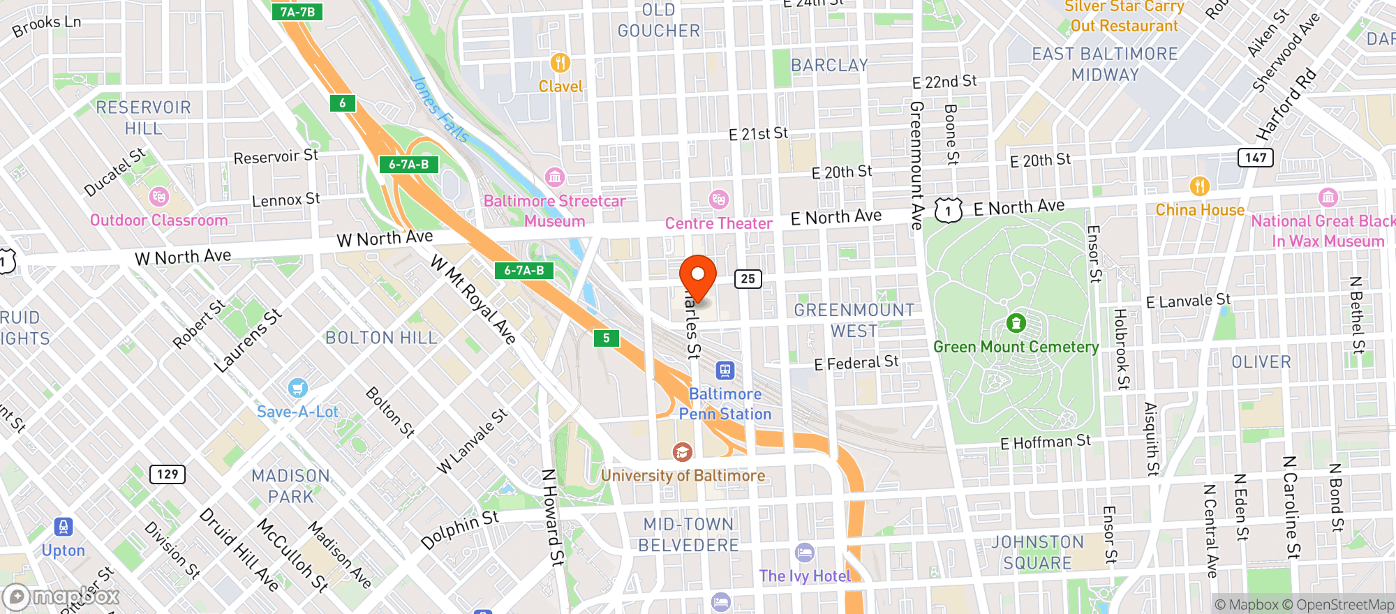 Map showing Charles Theatre