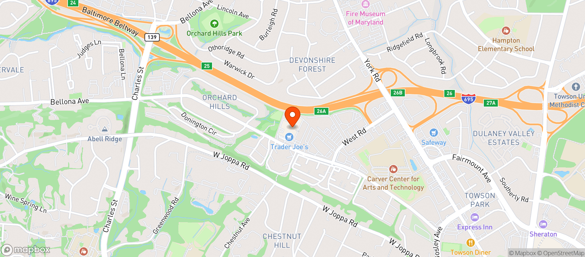 Map showing Kenilworth Wine & Spirits