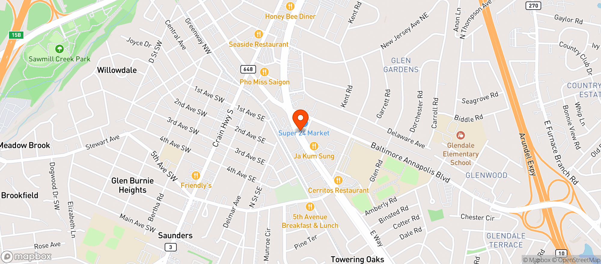 Map showing HONEY BEE LIQUORS