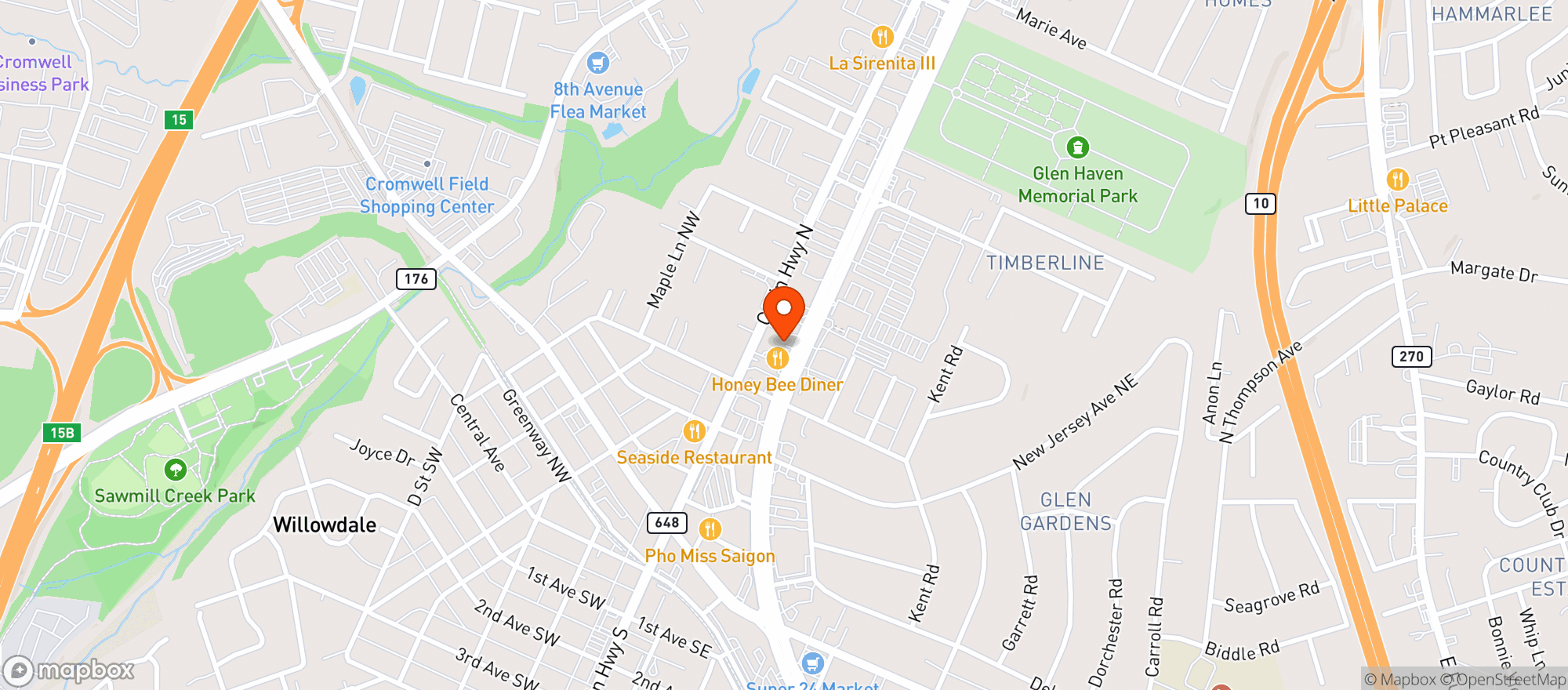 Map showing Buzzed Liquors