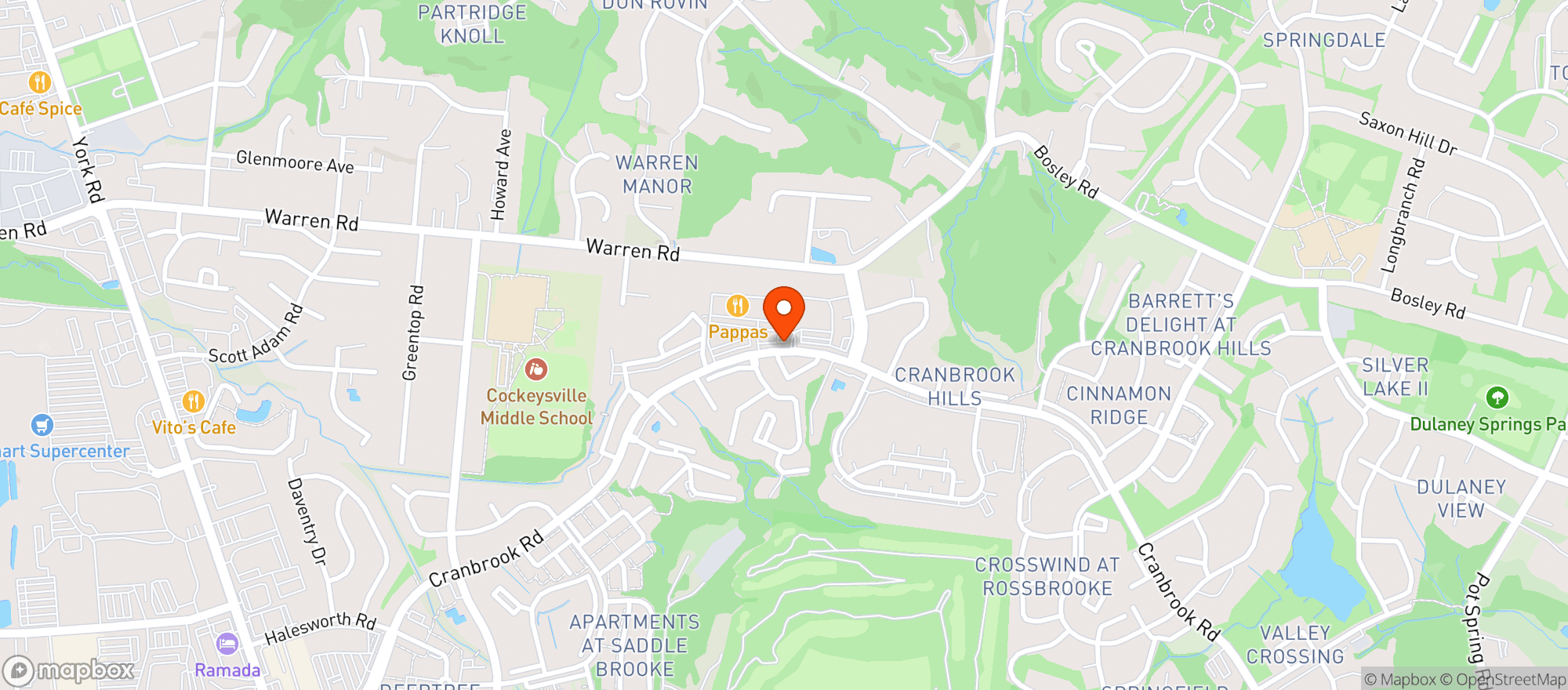 Map showing Pappas Restaurant And Sports Bar