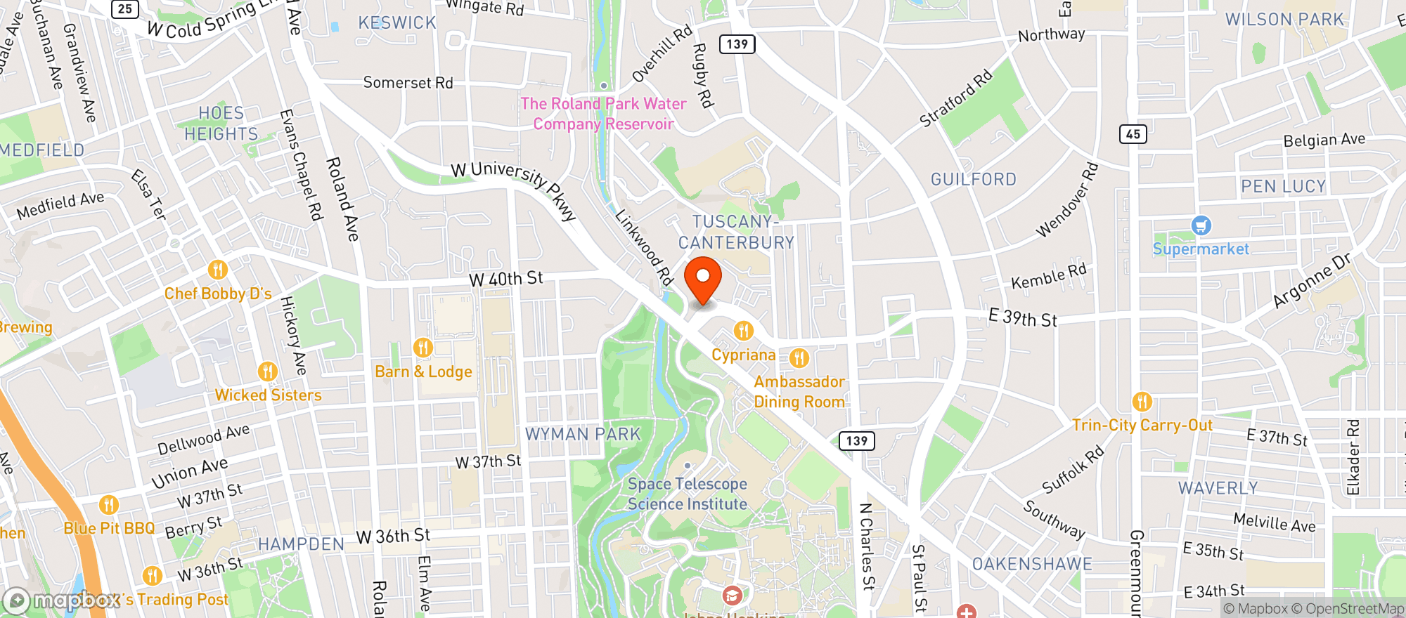 Map showing Hopkins Deli