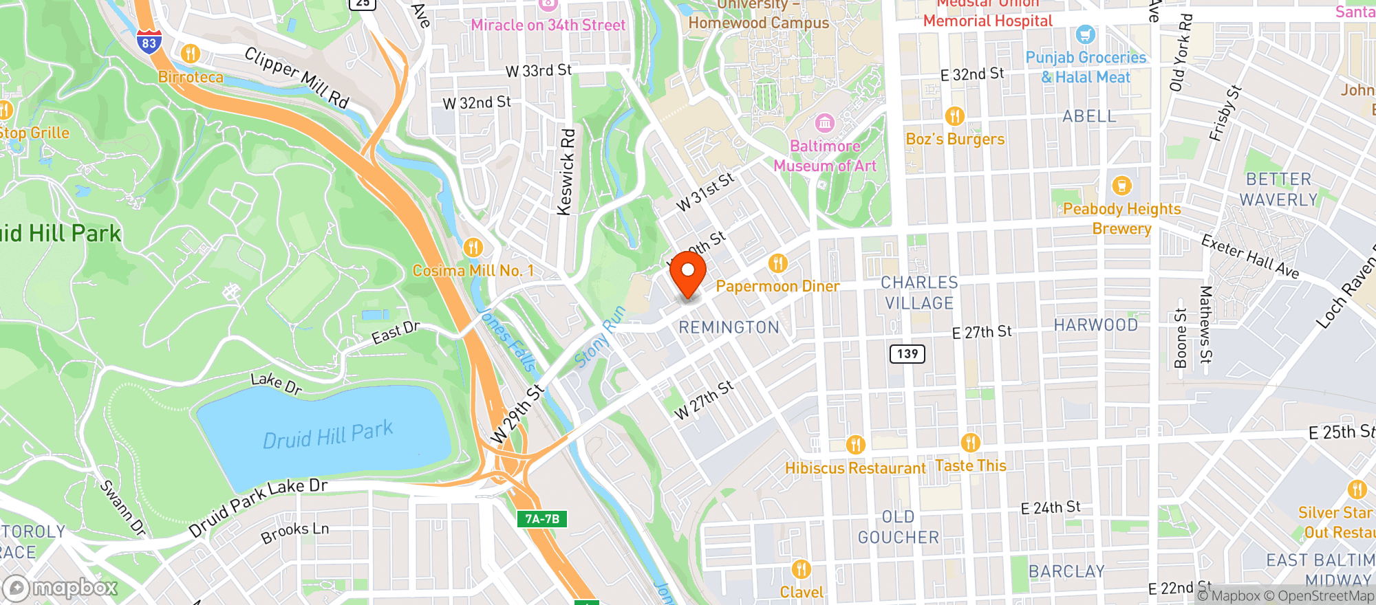 Map showing 29th Street Tavern