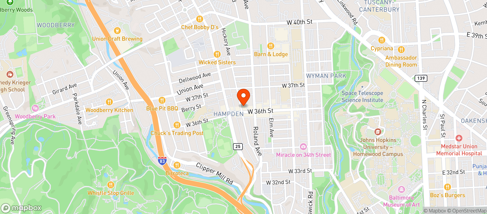 Map showing Hampden Yards