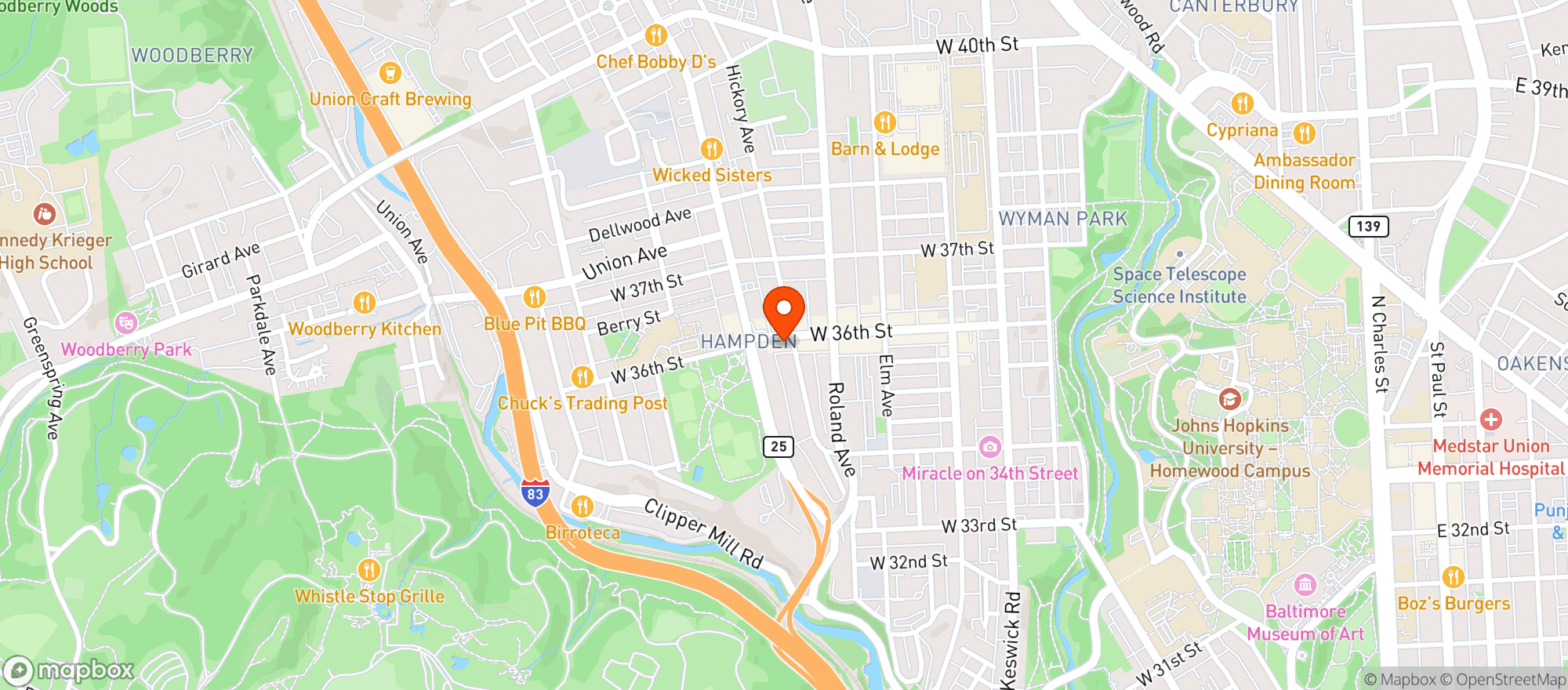 Map showing Golden West Cafe
