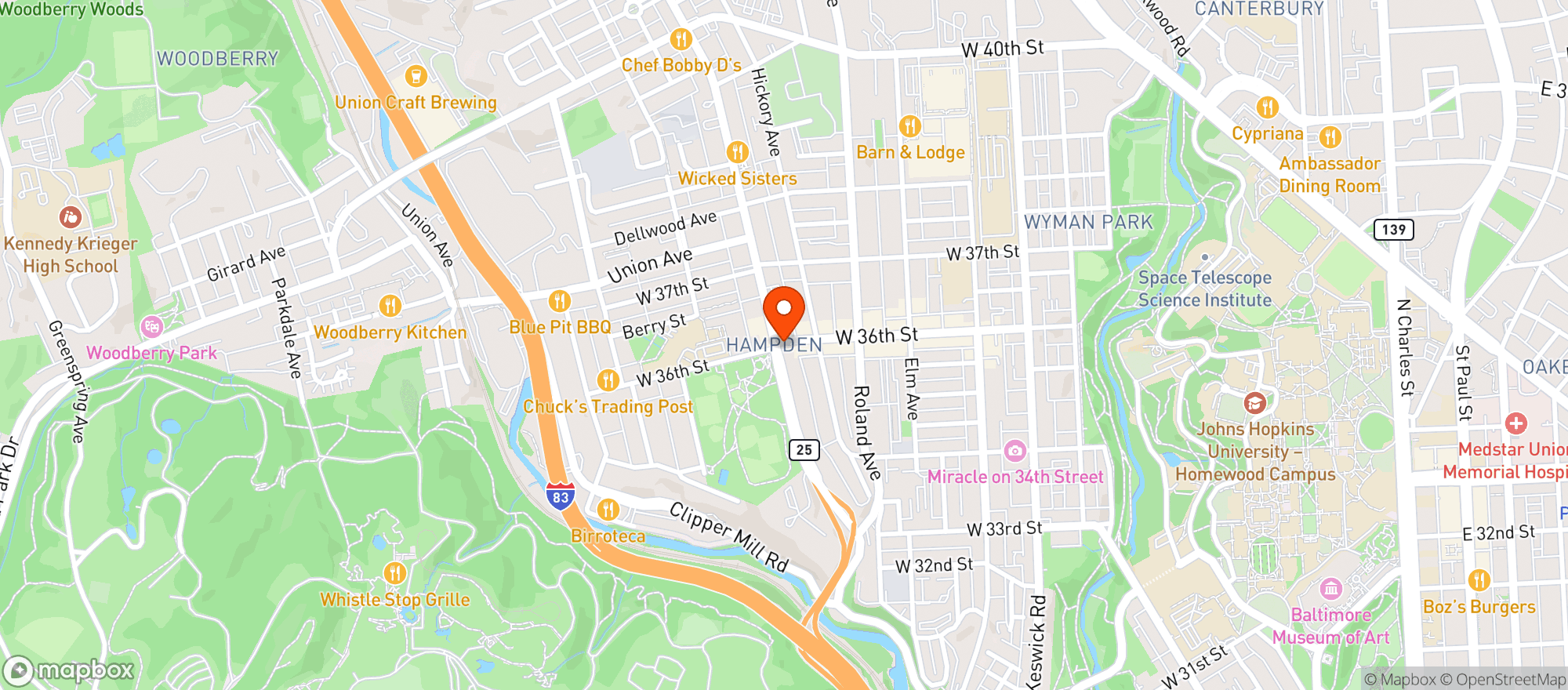 Map showing Hana Sushi
