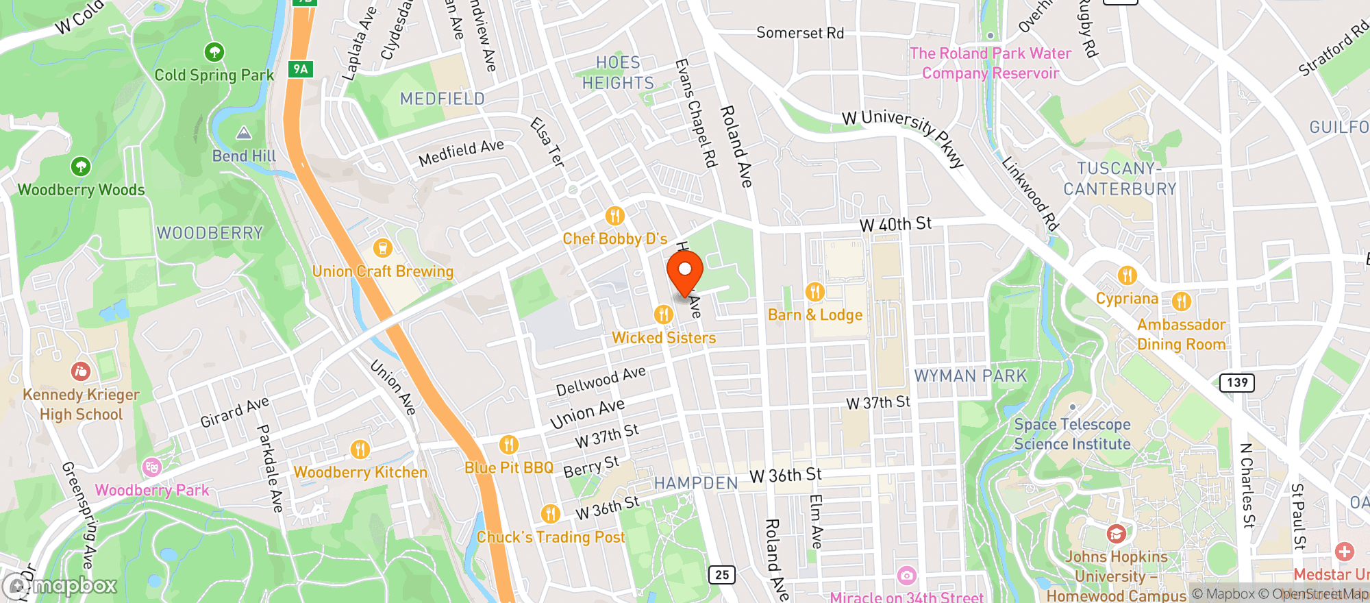 Map showing Green Goods Hampden