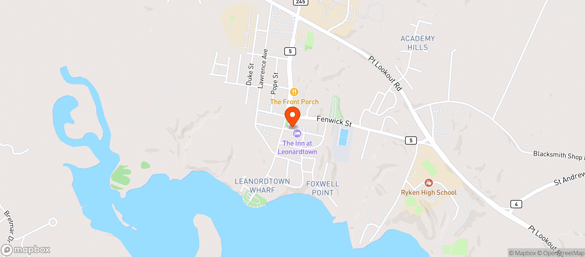 Map showing SWEETBAY RESTAURANT & BAR