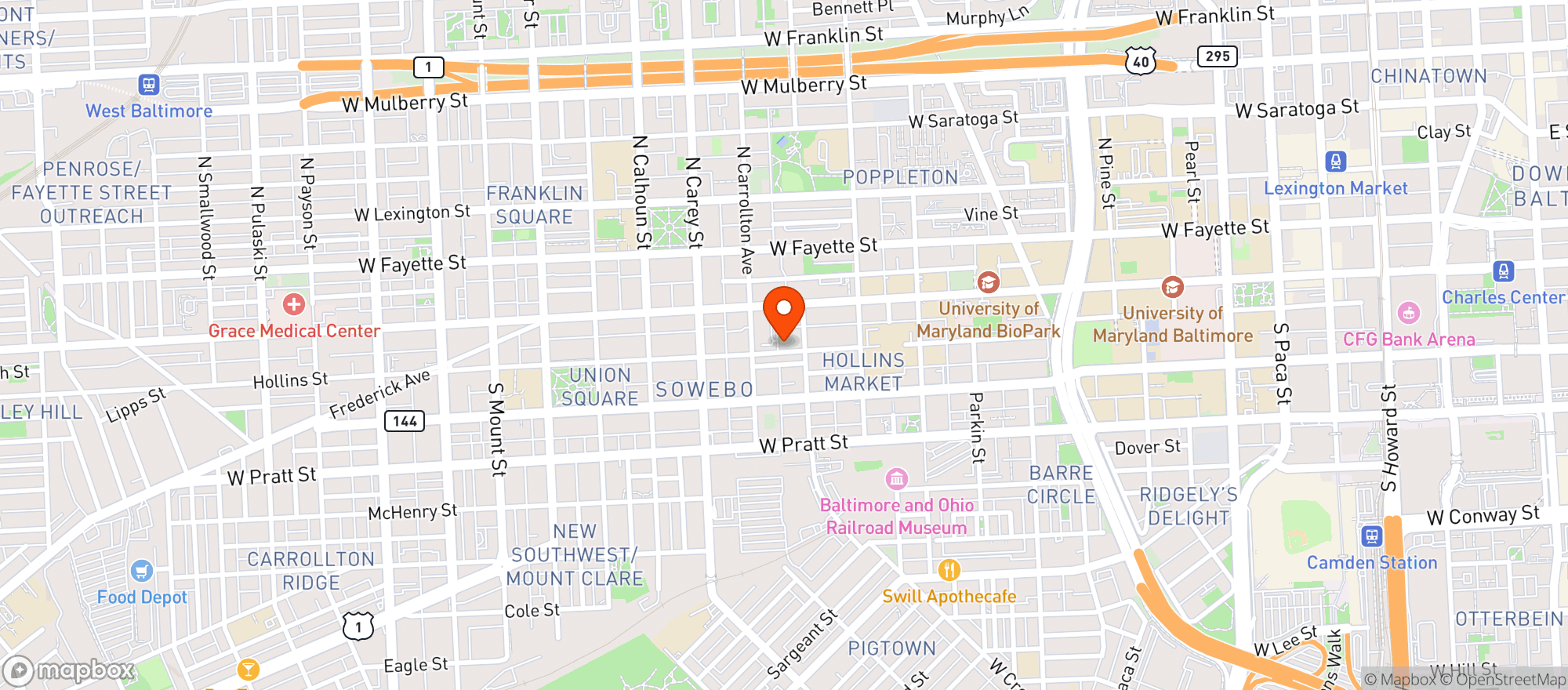 Map showing Rooted Rotisserie