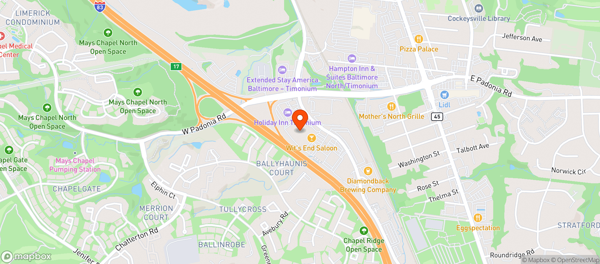 Map showing Magoobys Joke House Restaurant