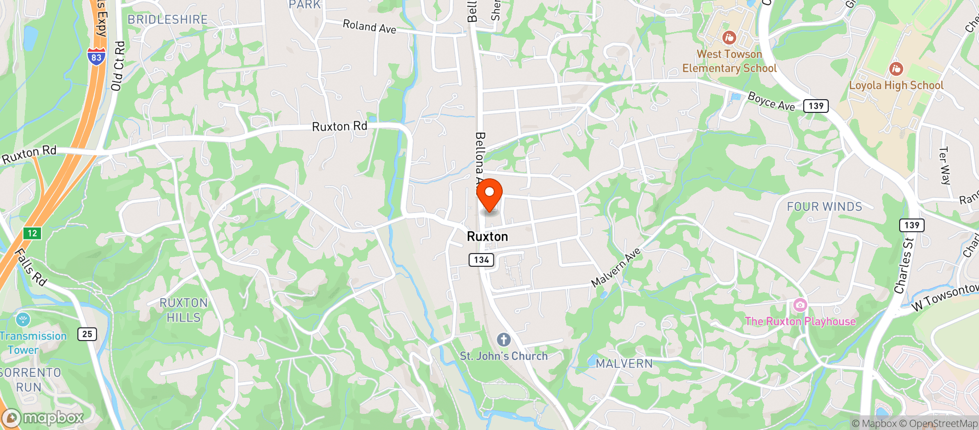 Map showing Graul's Market - Ruxton