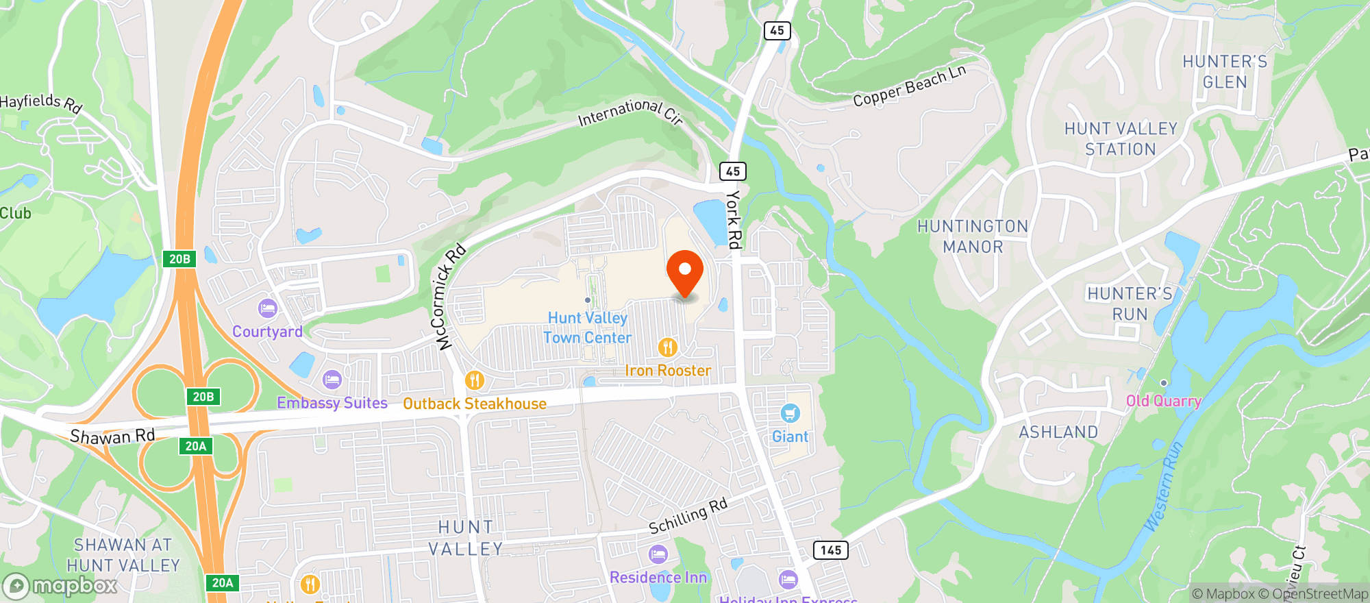 Map showing Hunt Valley Wine Liquor & Beer
