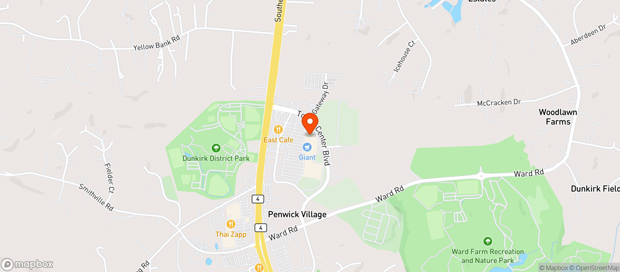 Map showing Dunkirk Wine & Spirits