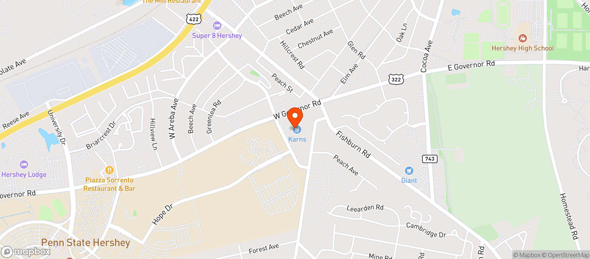Map showing Karns Food Market