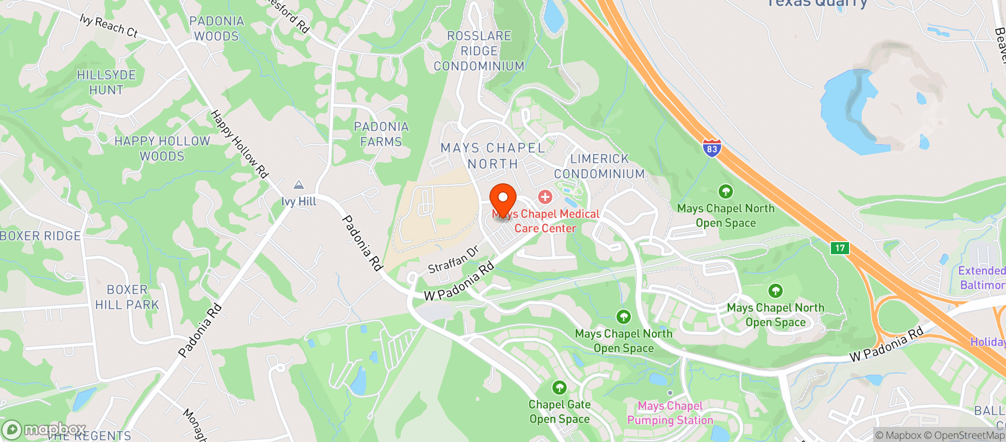 Map showing Mays Chapel Wine and Spirit Shop