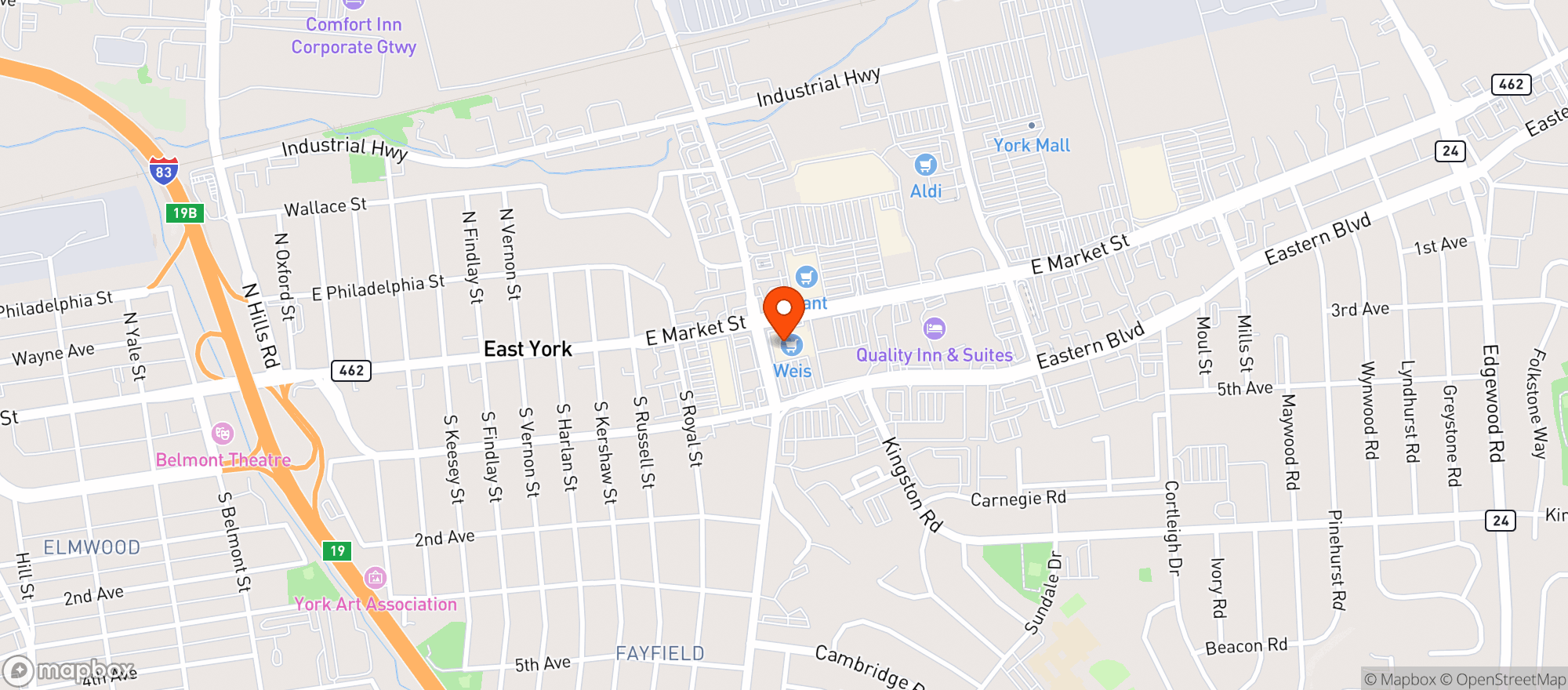 Map showing Weis Markets