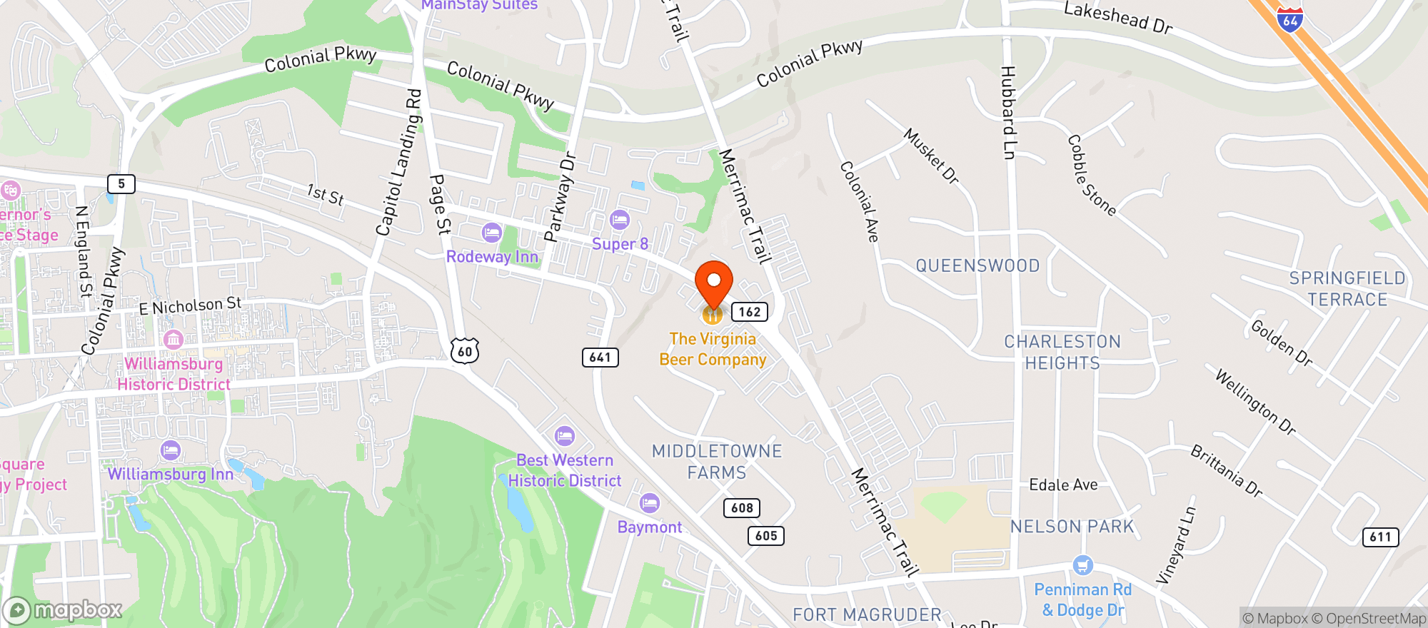 Map showing The Virginia Beer Company