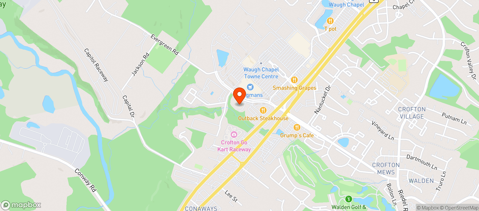 Map showing Arbor Terrace Waugh Chapel