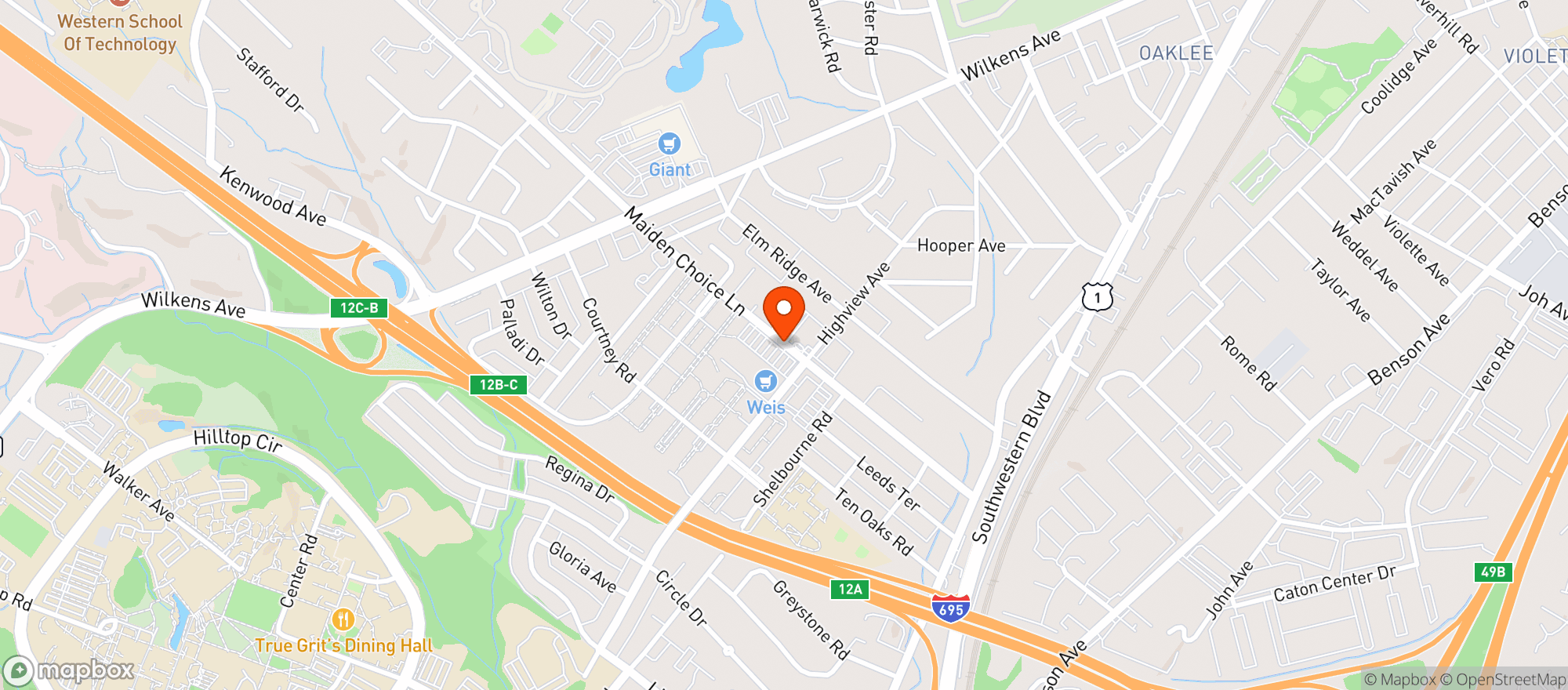 Map showing Weis Market
