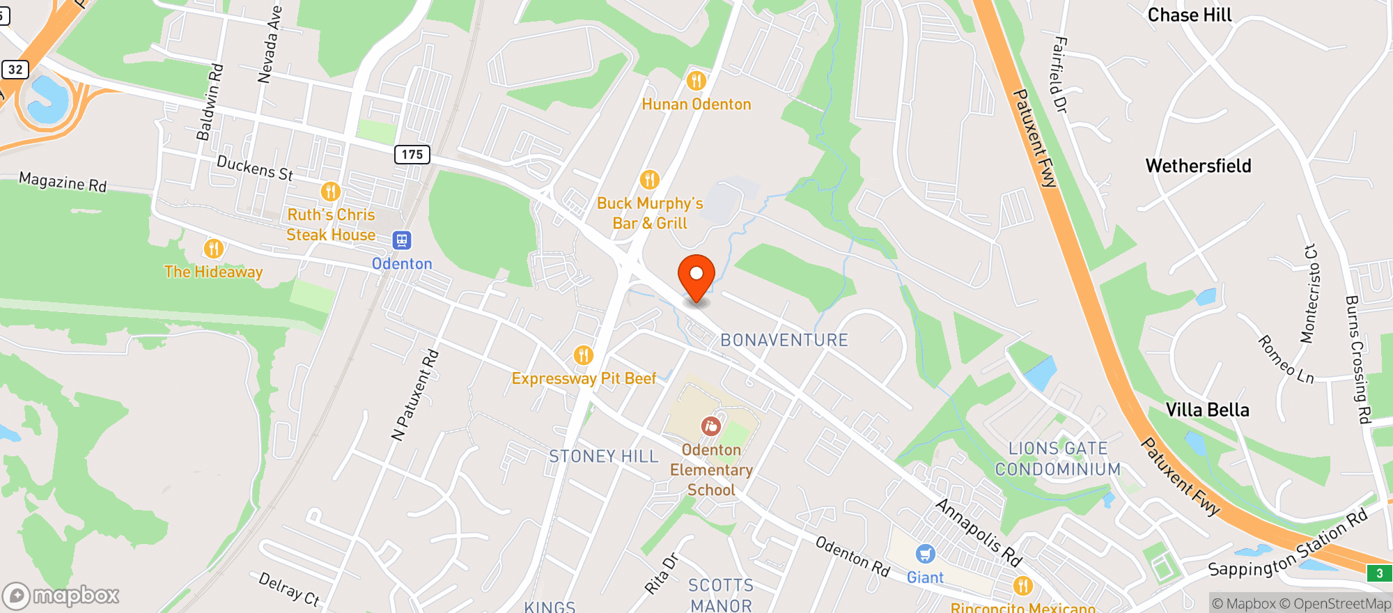 Map showing Friendly Liquors