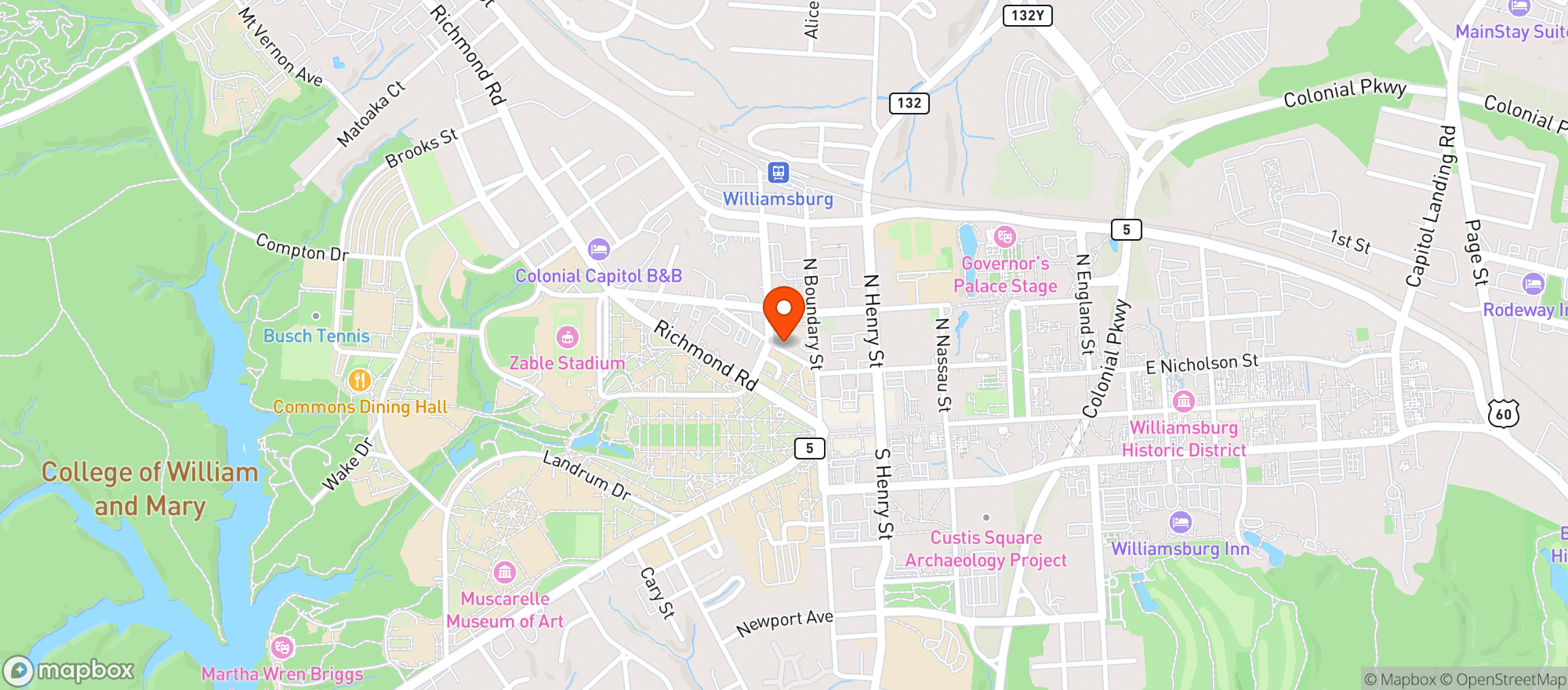 Map showing Amber Ox Kitchen & Brewery
