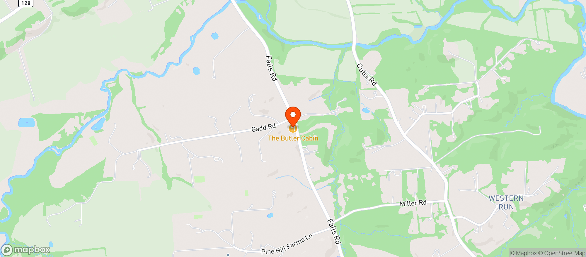 Map showing The Butler Cabin