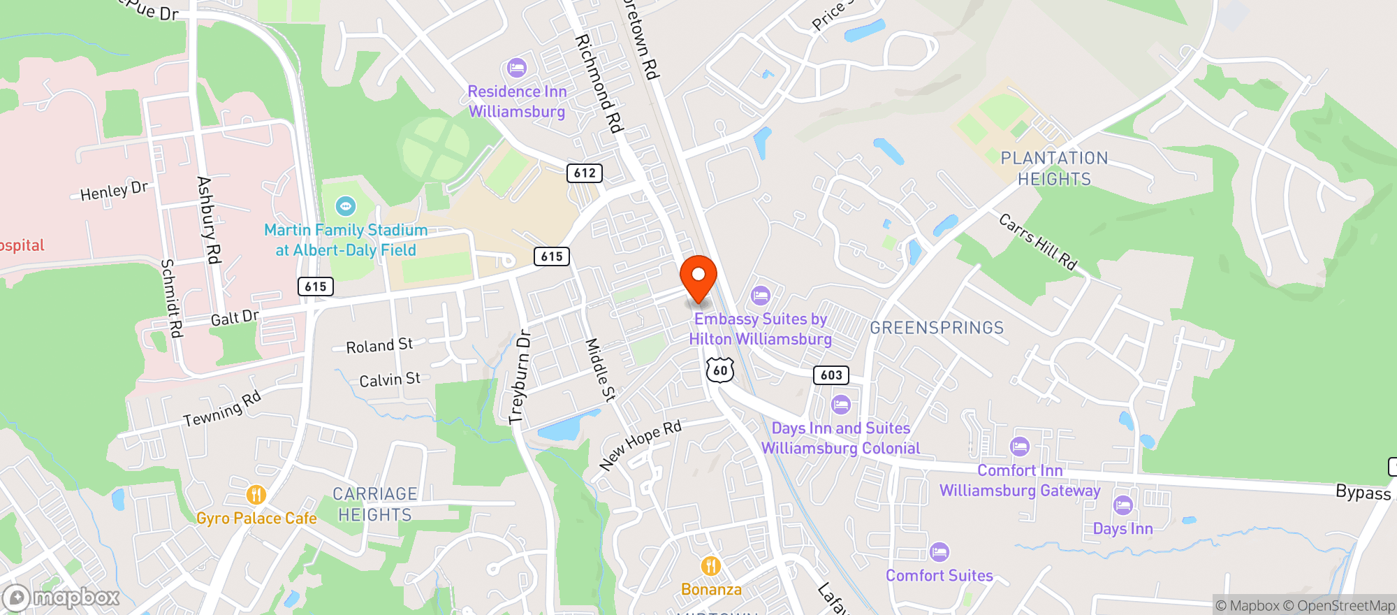 Map showing Fat Tuna Grill & Oyster House