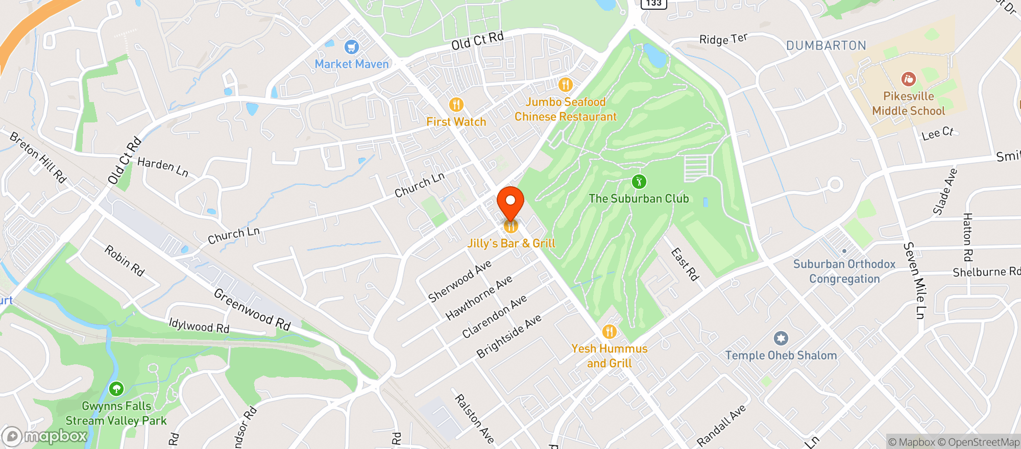 Map showing Jillys Pikesville