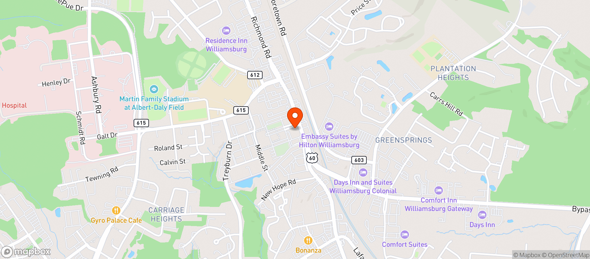 Map showing Roccos Smokehouse Grill