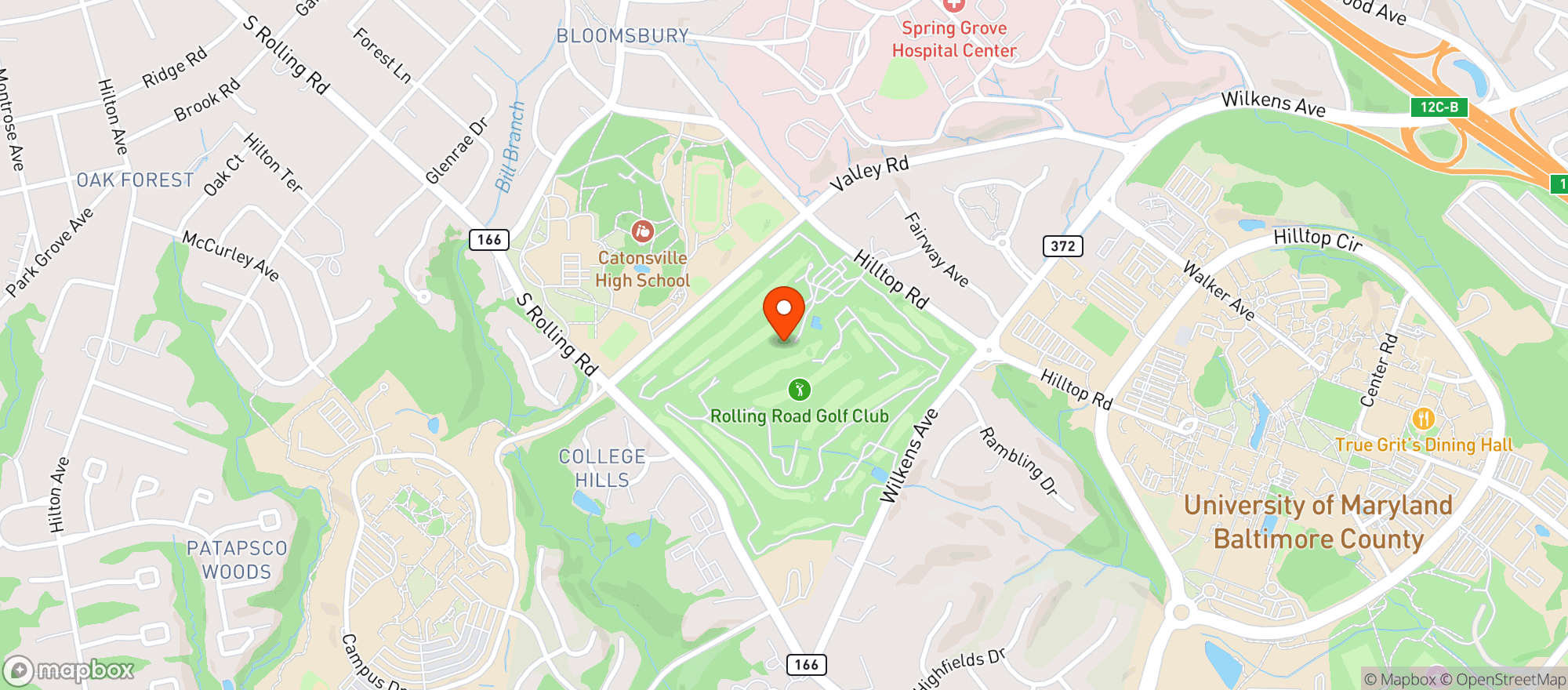 Map showing Rolling Rd Golf Club