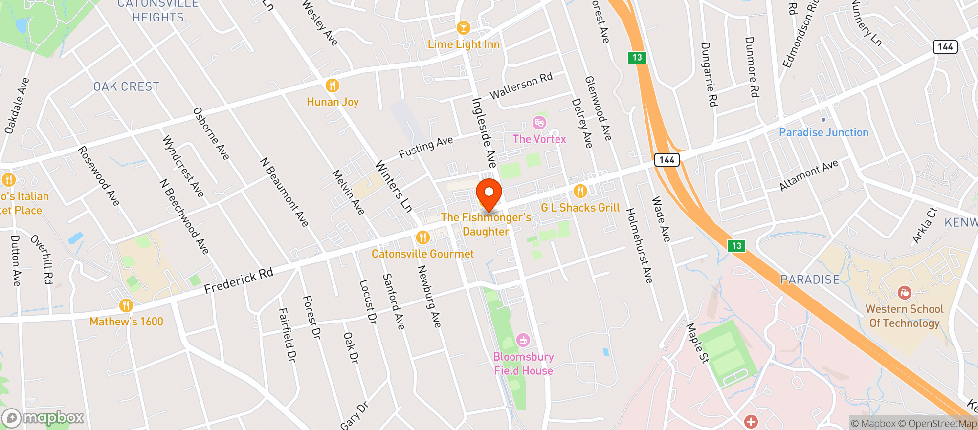 Map showing Morsbergers Tavern On Premise