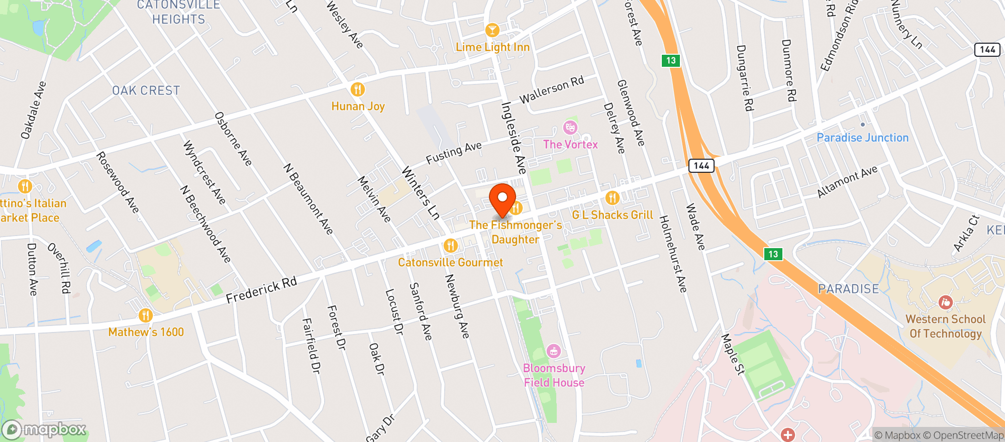 Map showing Max Liquors