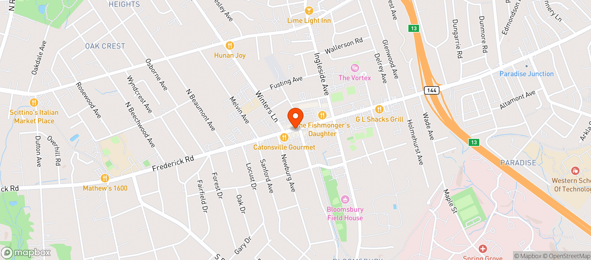 Map showing Francos Italian Grill