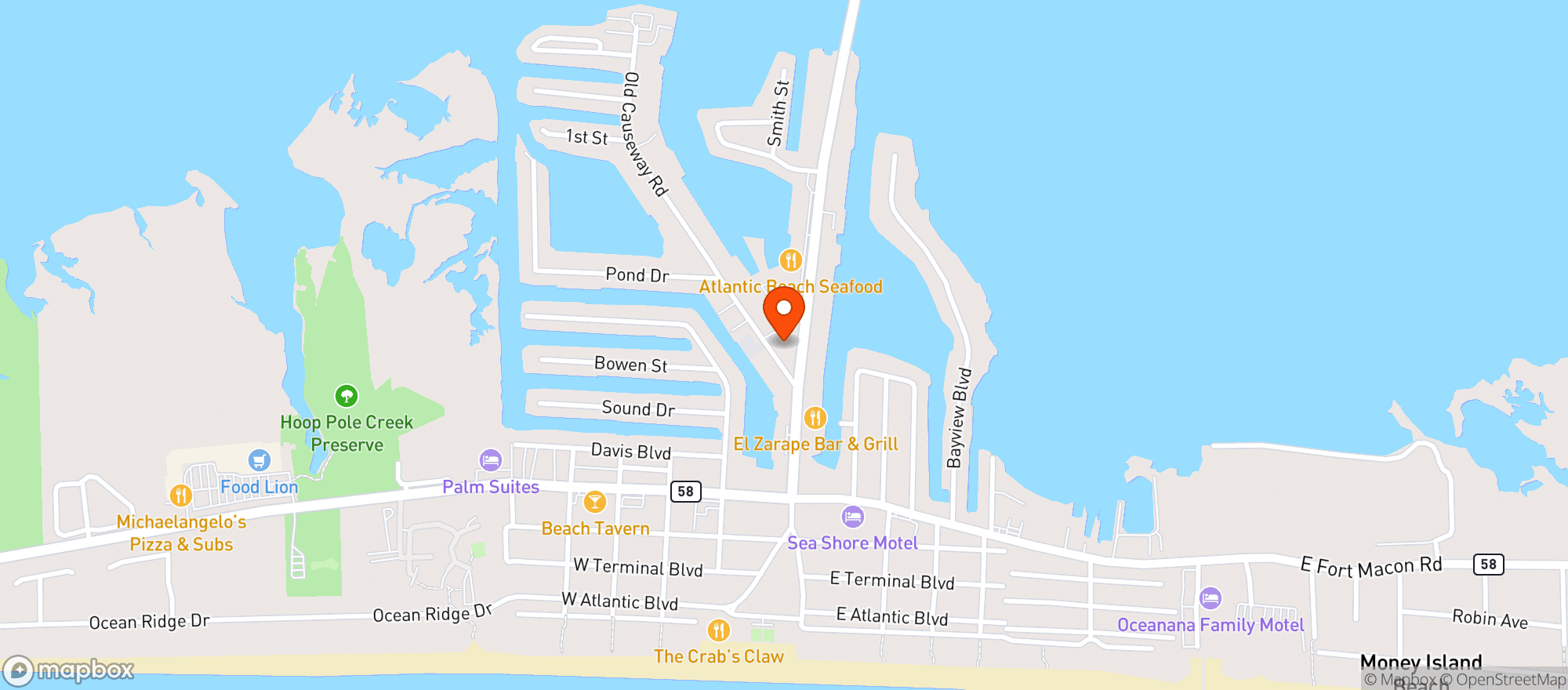 Map showing Exxon - Beach Petro