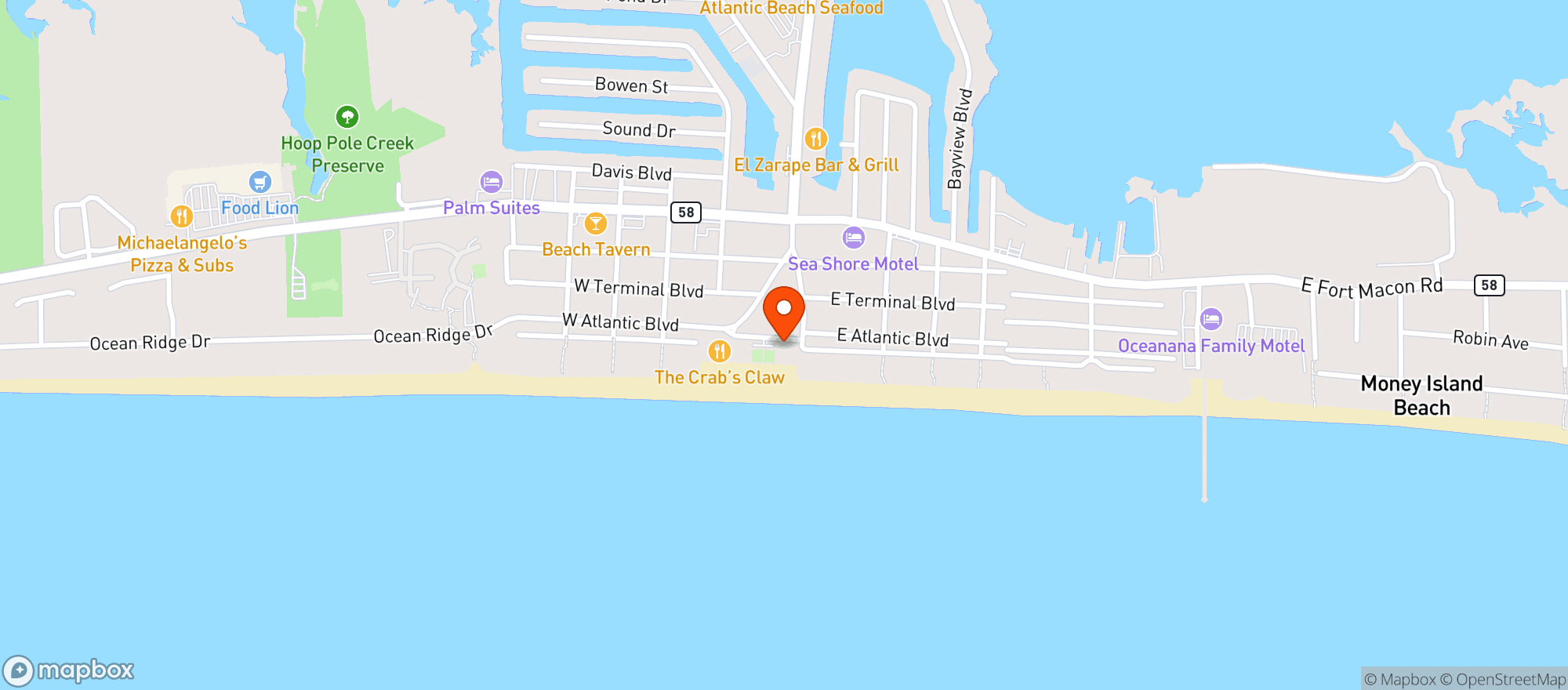 Map showing Tackle Box Tavern