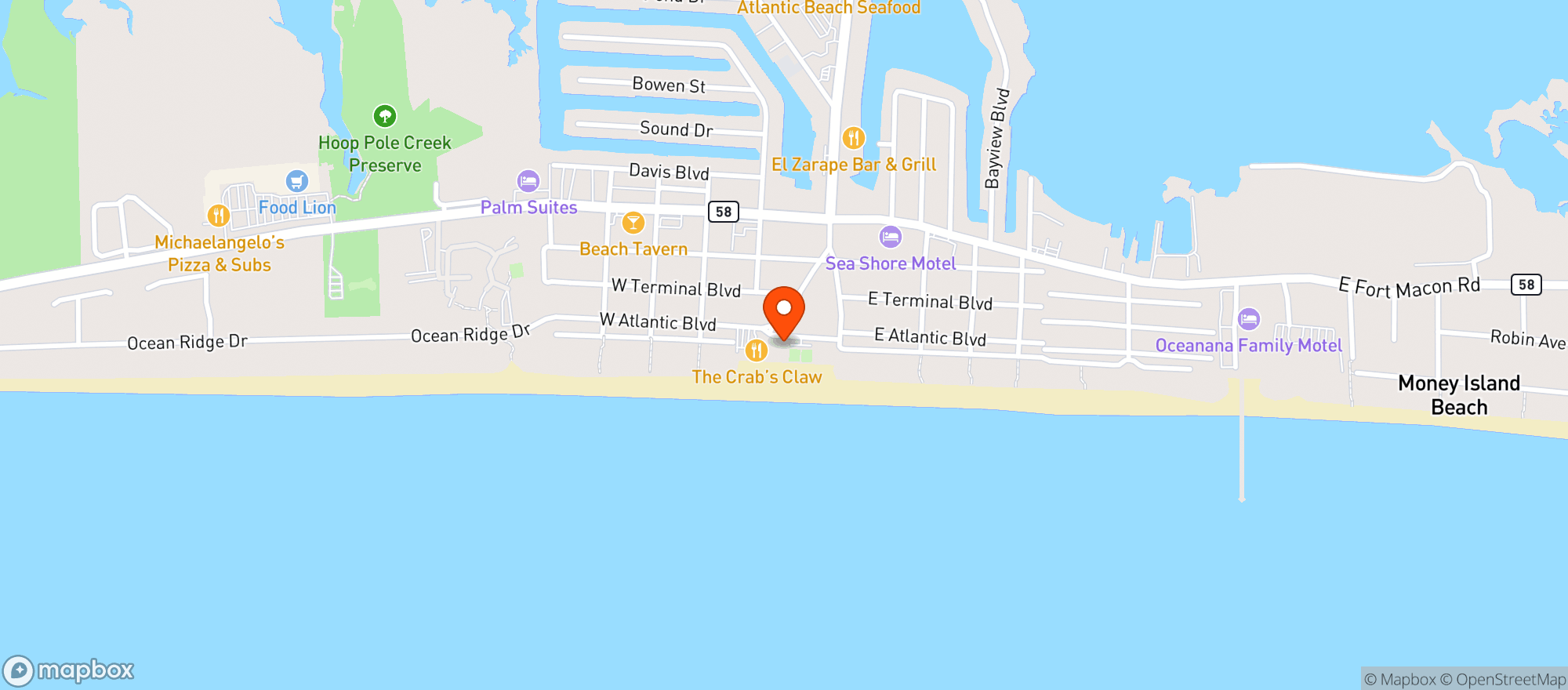 Map showing Davis Beachwear